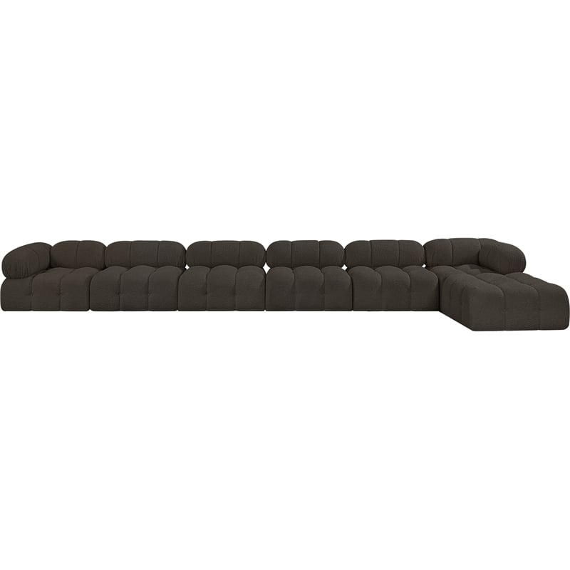 Meridian Furniture Ames Brown Boucle Fabric Modular Sectional