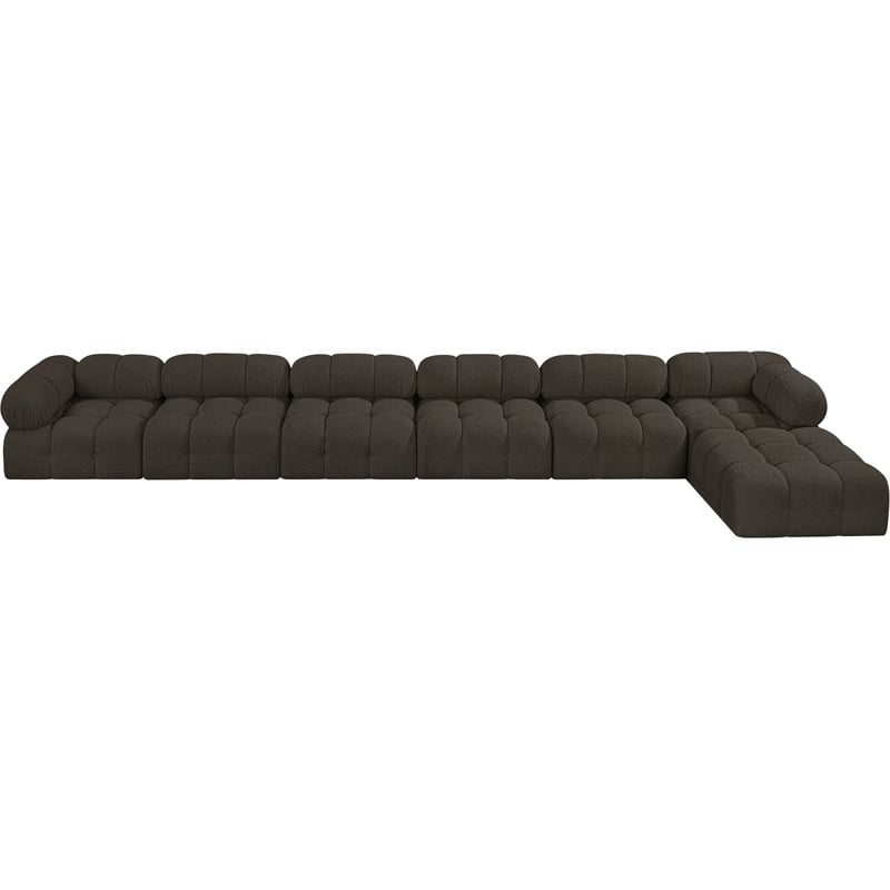 Meridian Furniture Ames Brown Boucle Fabric Modular Sectional