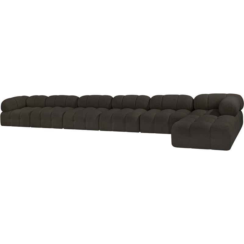 Meridian Furniture Ames Brown Boucle Fabric Modular Sectional
