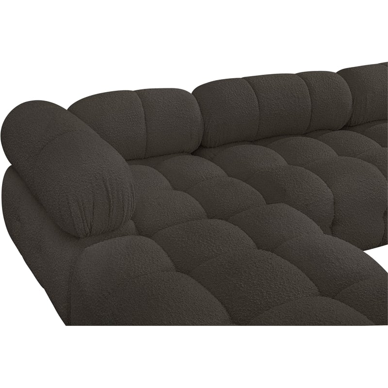Meridian Furniture Ames Brown Boucle Fabric Modular Sectional