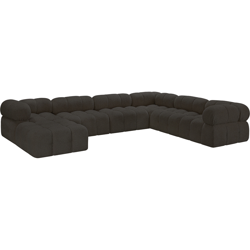 Meridian Furniture Ames Brown Boucle Fabric Modular Sectional