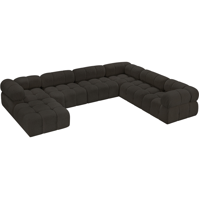 Meridian Furniture Ames Brown Boucle Fabric Modular Sectional