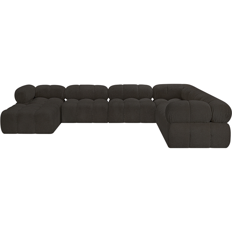 Meridian Furniture Ames Brown Boucle Fabric Modular Sectional