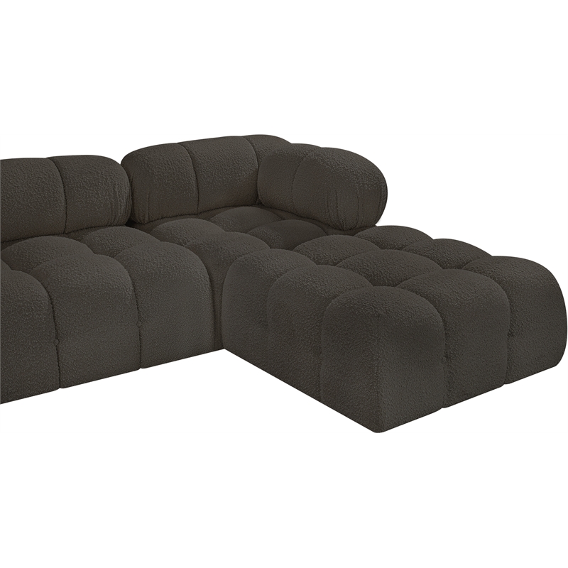 Meridian Furniture Ames Brown Boucle Fabric Modular Sectional