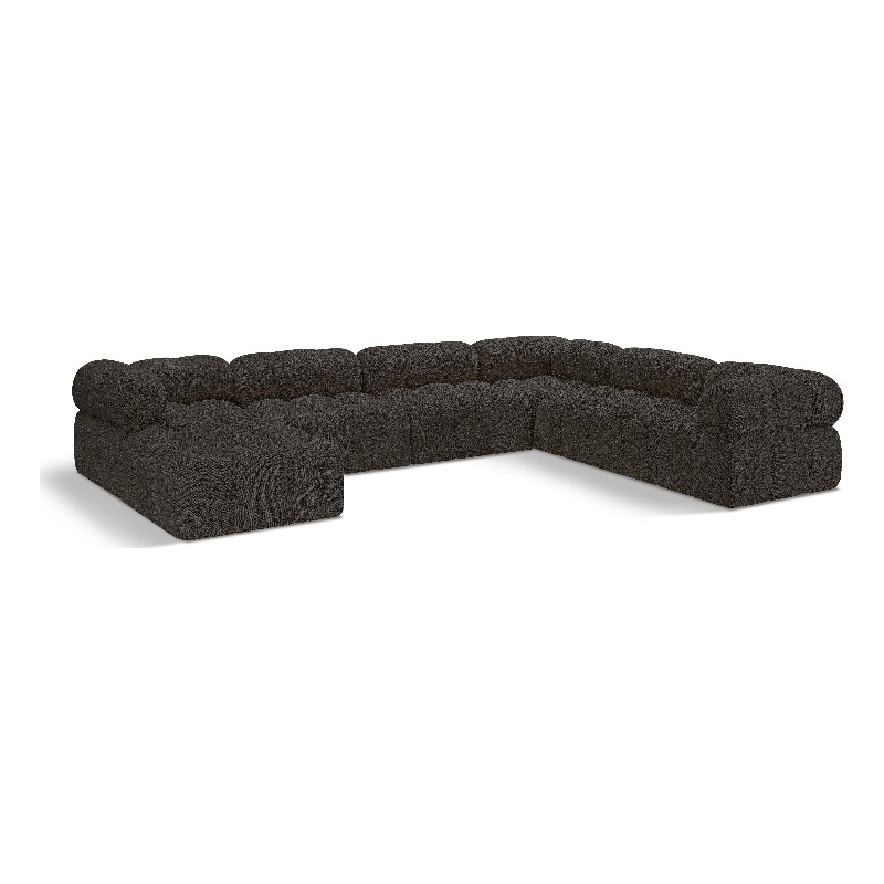 Meridian Furniture Ames Brown Boucle Fabric Modular Sectional