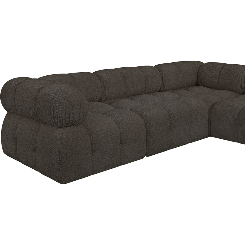 Meridian Furniture Ames Brown Boucle Fabric Modular Sectional