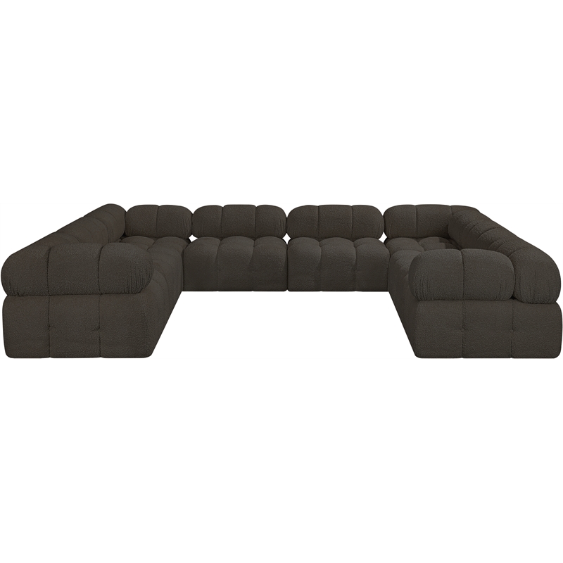 Meridian Furniture Ames Brown Boucle Fabric Modular Sectional