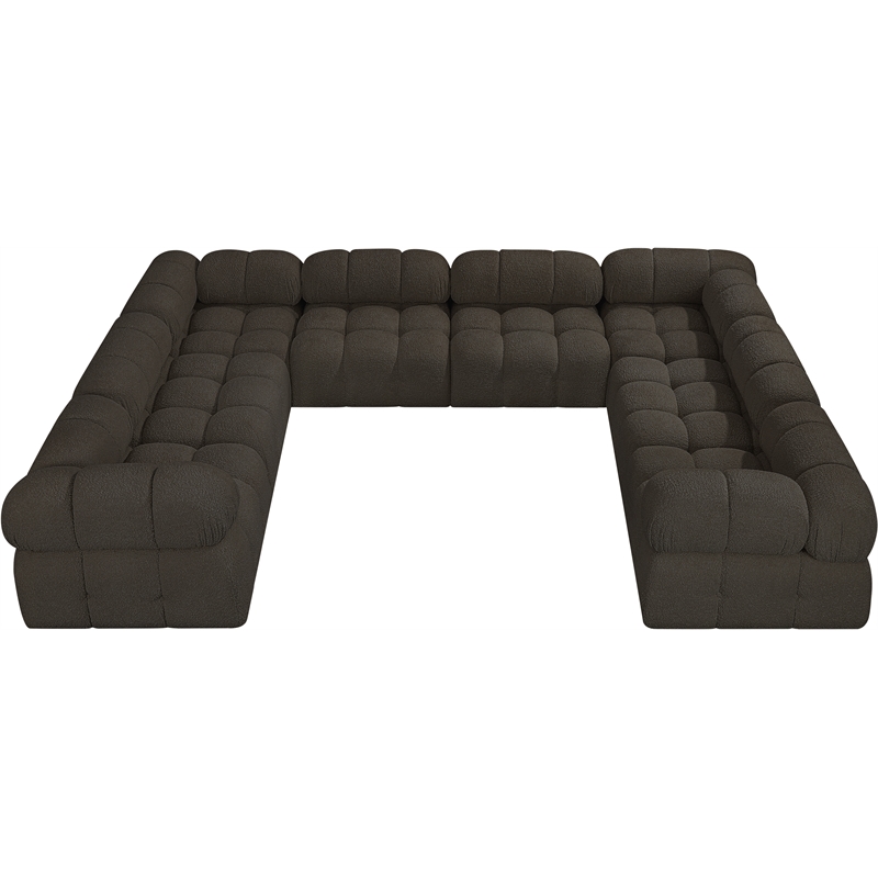 Meridian Furniture Ames Brown Boucle Fabric Modular Sectional