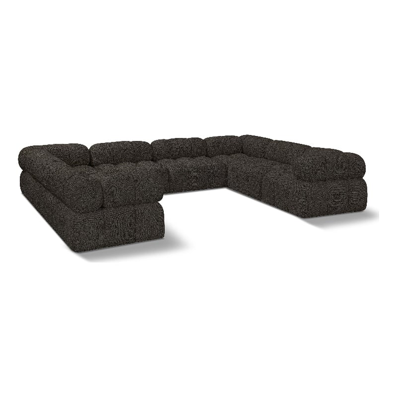 Meridian Furniture Ames Brown Boucle Fabric Modular Sectional