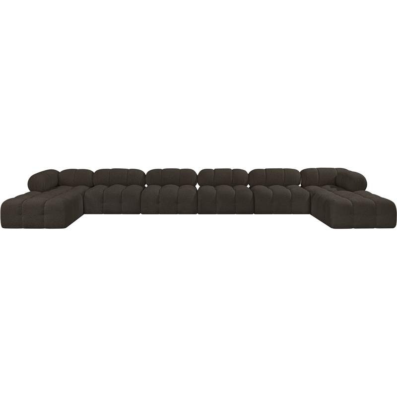 Meridian Furniture Ames Brown Boucle Fabric Modular Sectional