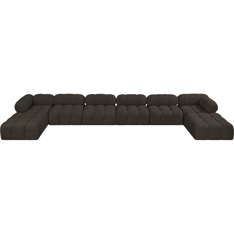 Meridian Furniture Ames Brown Boucle Fabric Modular Sectional