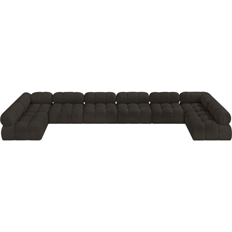 Meridian Furniture Ames Brown Boucle Fabric Modular Sectional