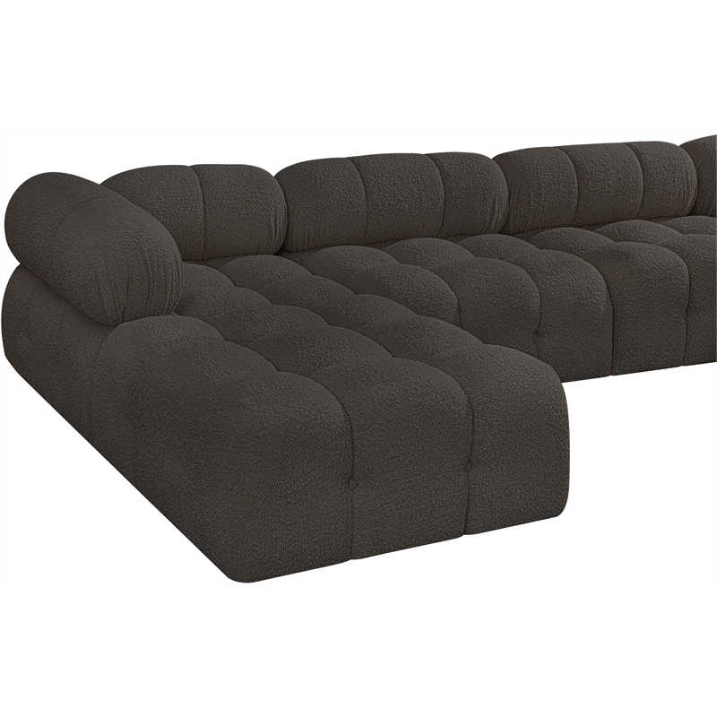 Meridian Furniture Ames Brown Boucle Fabric Modular Sectional