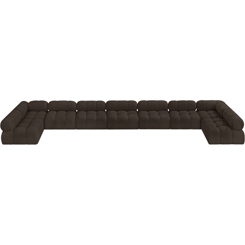 Meridian Furniture Ames Brown Boucle Fabric Modular Sectional