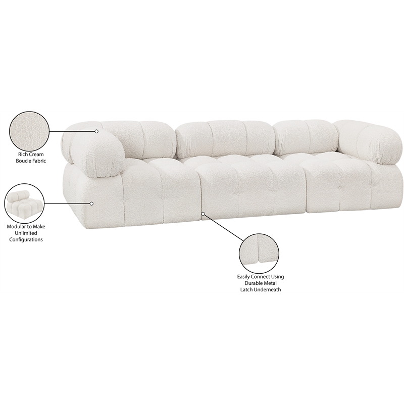 Meridian Furniture Ames Cream Boucle Fabric Modular Sofa
