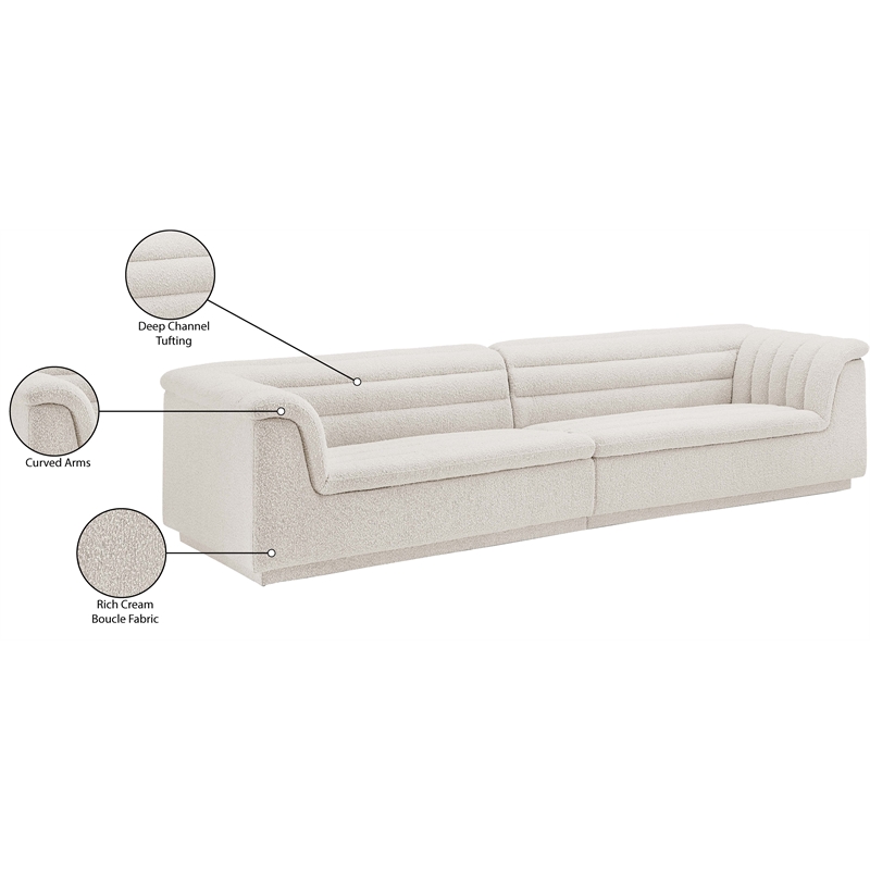 Meridian Furniture Cascade Cream Boucle Fabric Modular Sofa