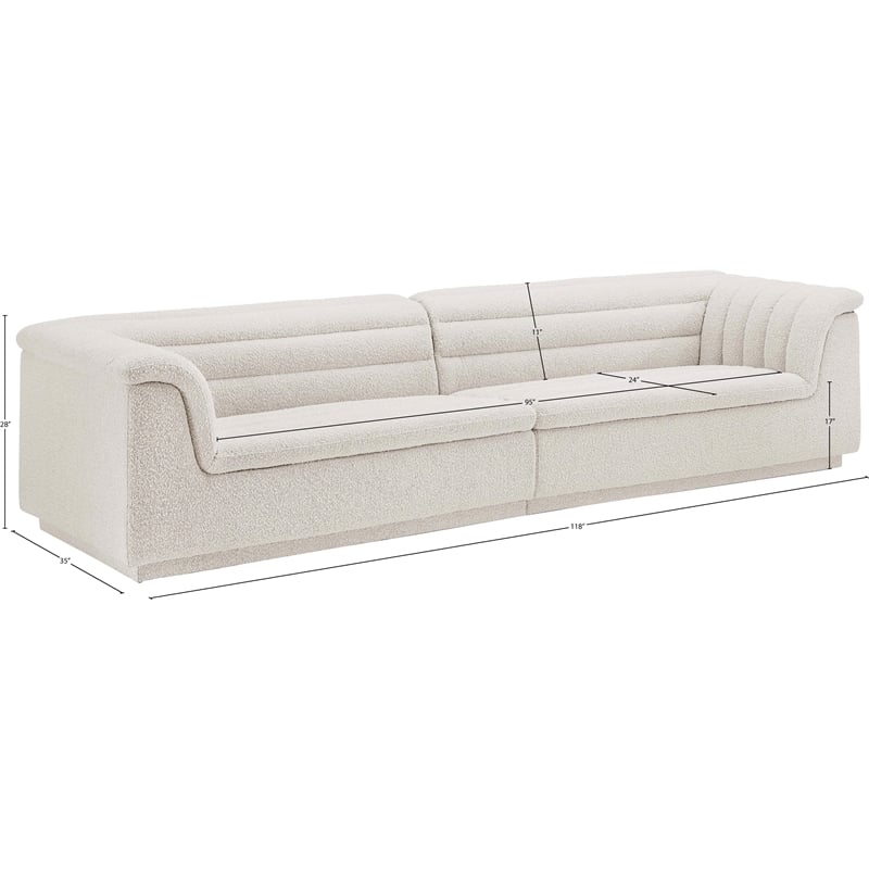 Meridian Furniture Cascade Cream Boucle Fabric Modular Sofa