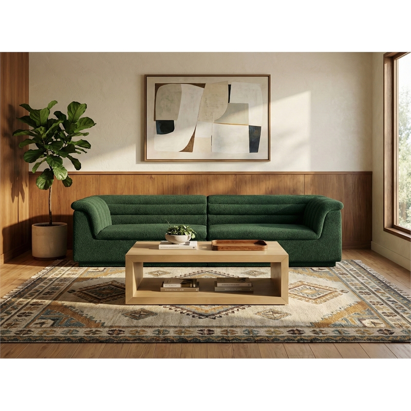 Meridian Furniture Cascade Green Boucle Fabric Modular Sofa