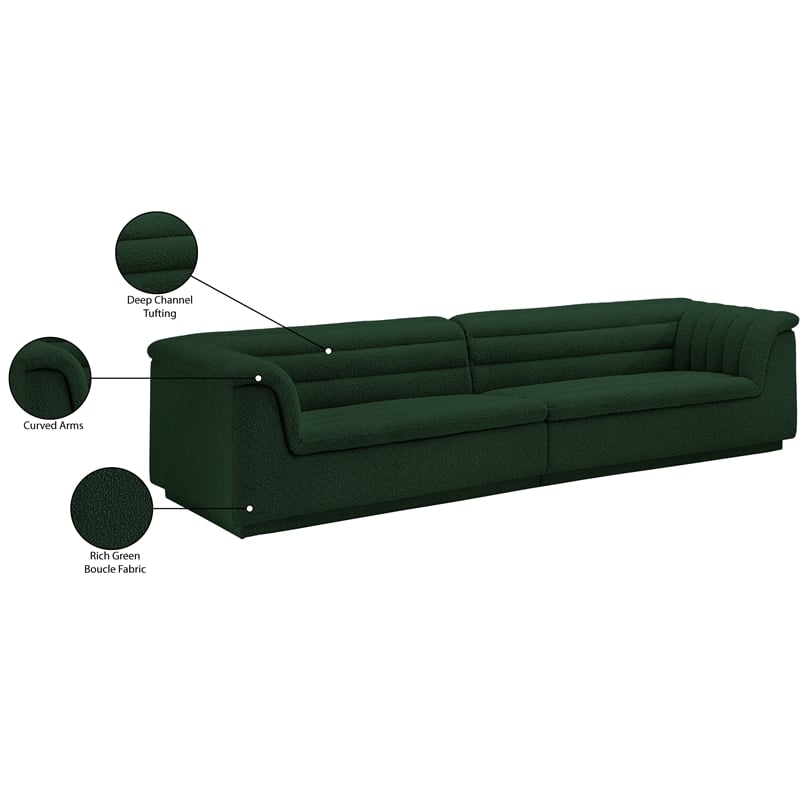 Meridian Furniture Cascade Green Boucle Fabric Modular Sofa