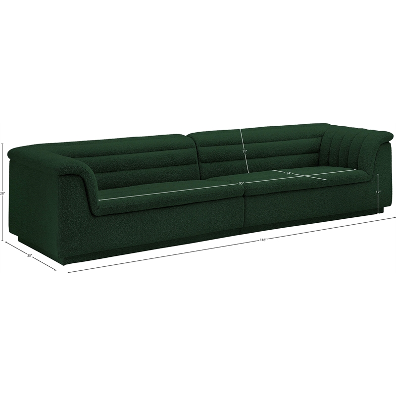 Meridian Furniture Cascade Green Boucle Fabric Modular Sofa