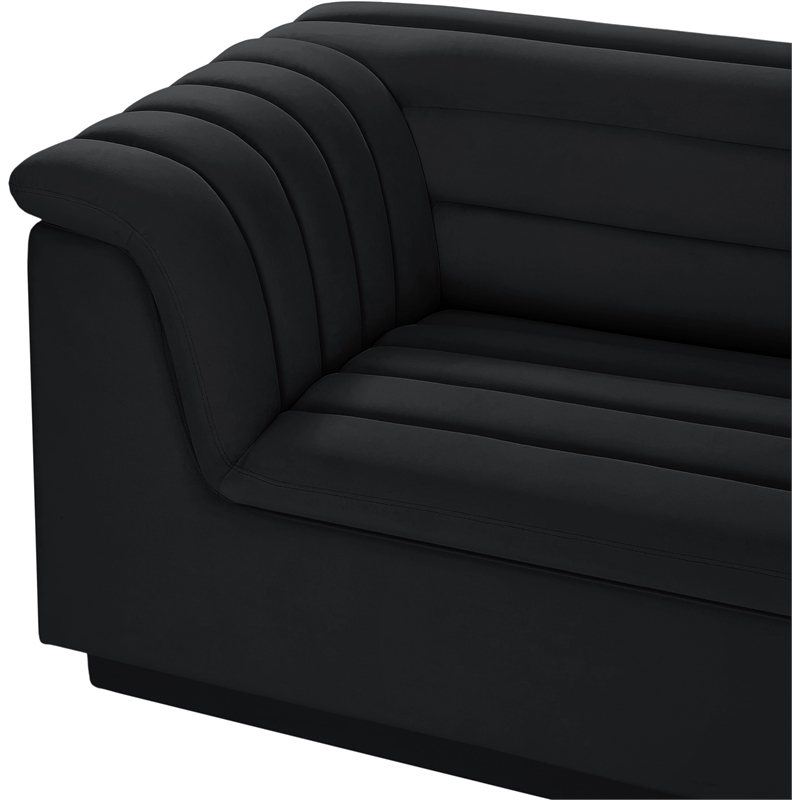 Meridian Furniture Cascade Black Velvet Fabric Modular Sofa