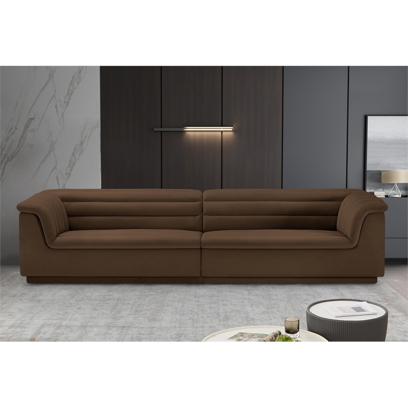 Meridian Furniture Cascade Brown Velvet Fabric Modular Sofa
