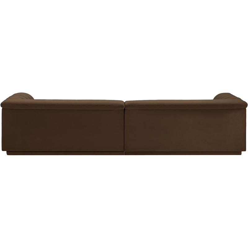 Meridian Furniture Cascade Brown Velvet Fabric Modular Sofa