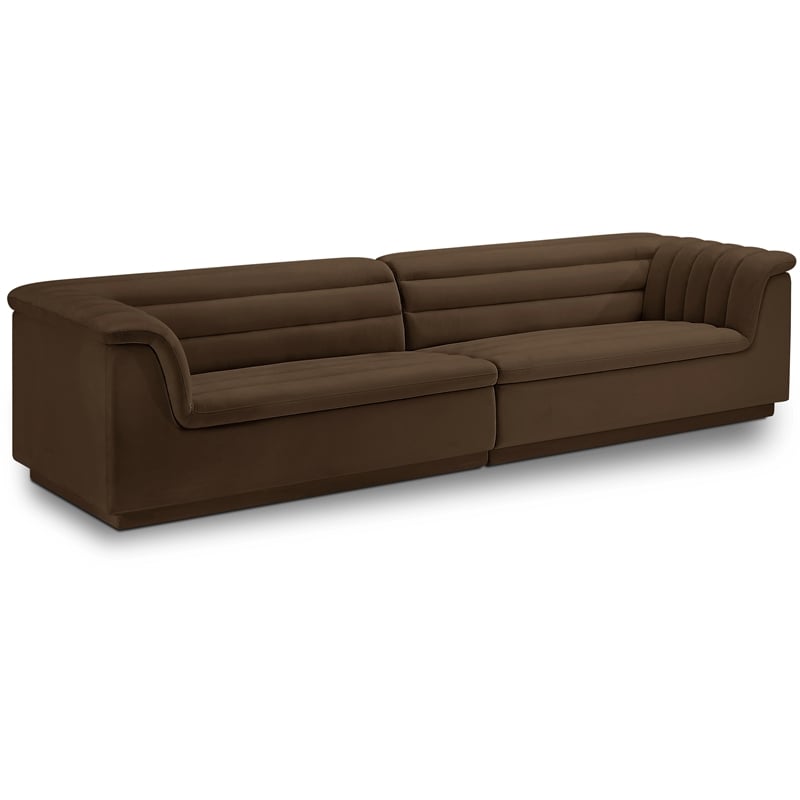 Meridian Furniture Cascade Brown Velvet Fabric Modular Sofa