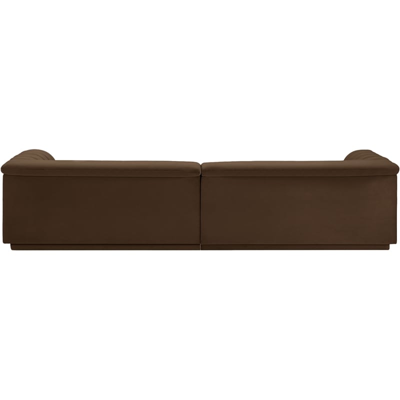 Meridian Furniture Cascade Brown Velvet Fabric Modular Sofa
