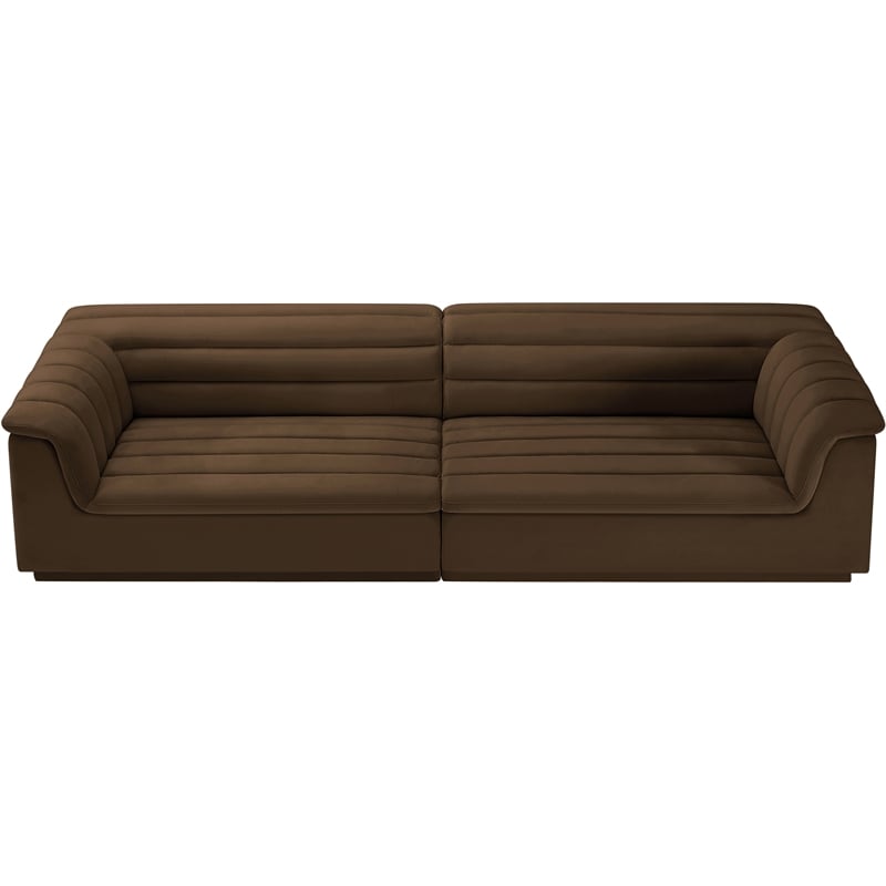 Meridian Furniture Cascade Brown Velvet Fabric Modular Sofa