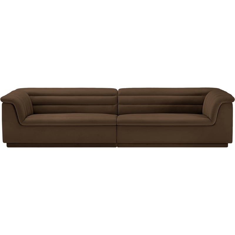 Meridian Furniture Cascade Brown Velvet Fabric Modular Sofa