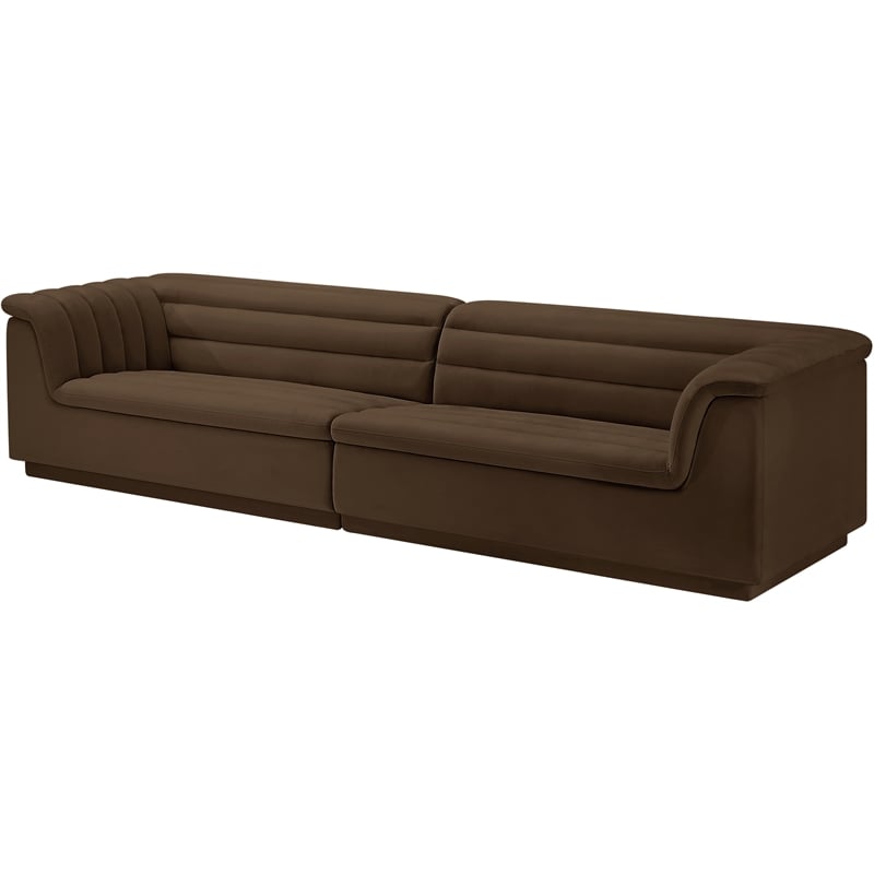 Meridian Furniture Cascade Brown Velvet Fabric Modular Sofa