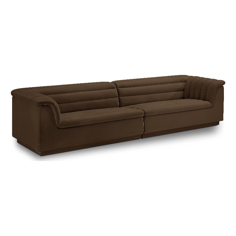 Meridian Furniture Cascade Brown Velvet Fabric Modular Sofa