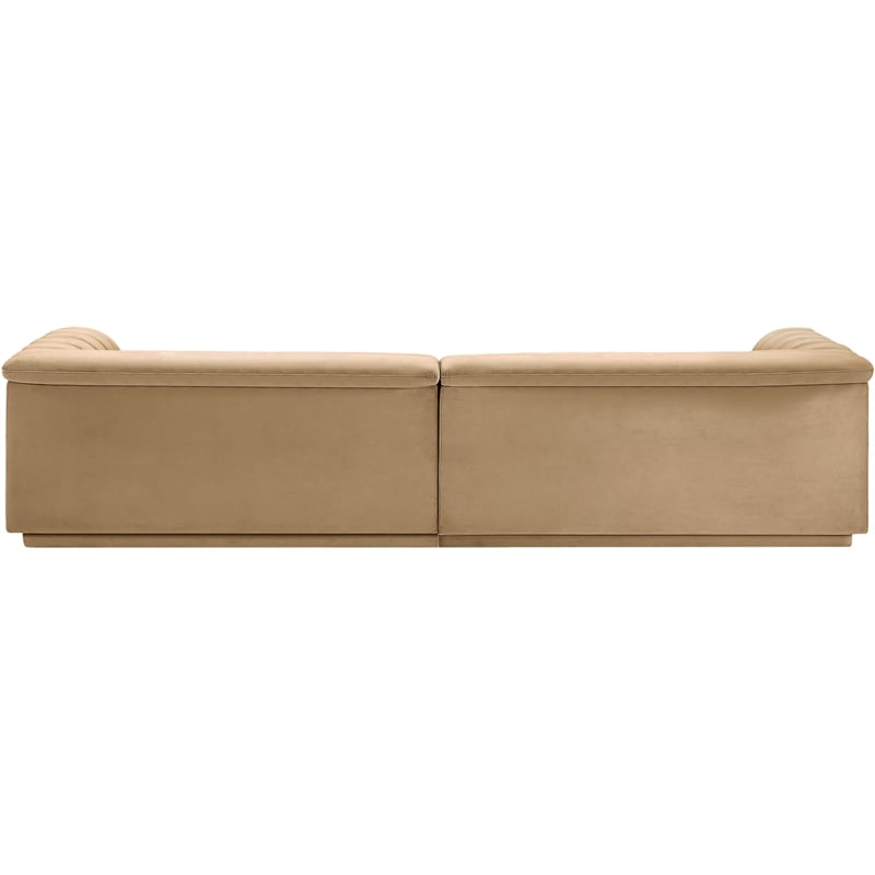 Meridian Furniture Cascade Camel Velvet Fabric Modular Sofa