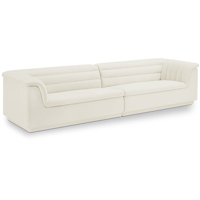 Meridian Furniture Cascade Cream Velvet Fabric Modular Sofa