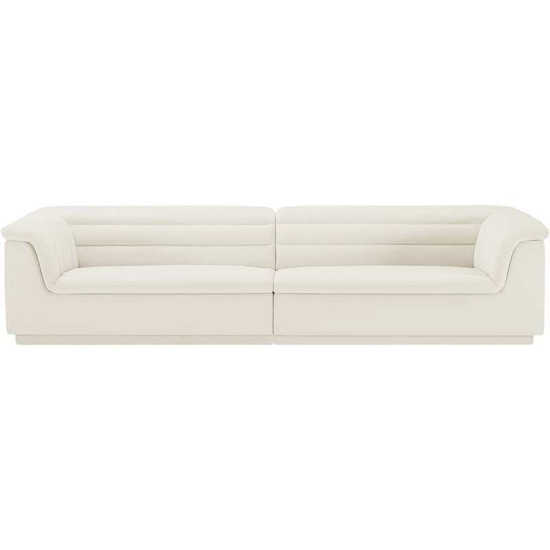 Meridian Furniture Cascade Cream Velvet Fabric Modular Sofa