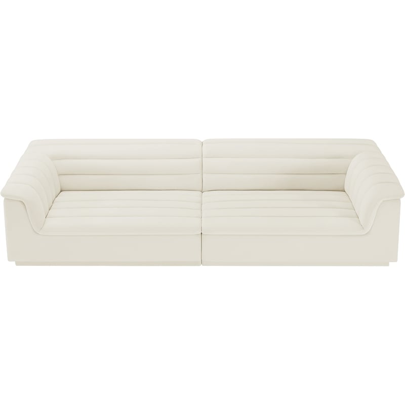 Meridian Furniture Cascade Cream Velvet Fabric Modular Sofa