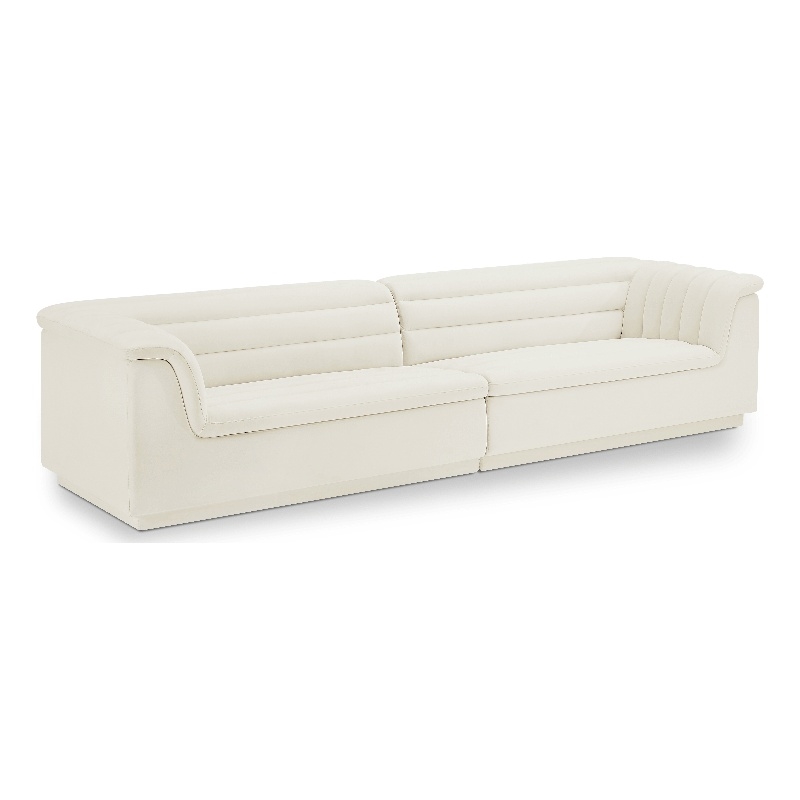 Meridian Furniture Cascade Cream Velvet Fabric Modular Sofa