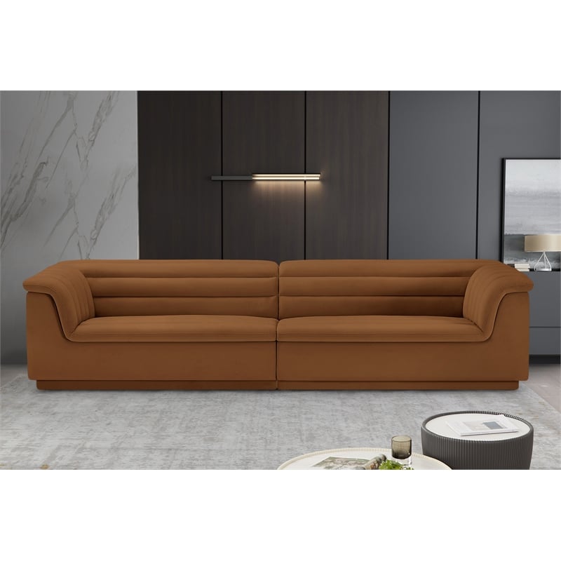 Meridian Furniture Cascade Saddle Velvet Fabric Modular Sofa