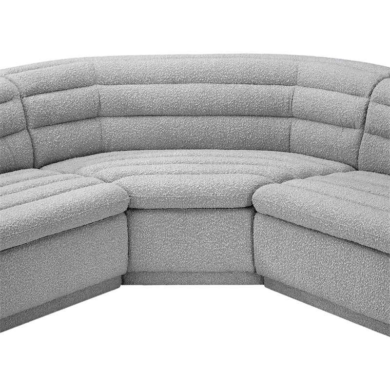 Meridian Furniture Cascade Grey Boucle Fabric Modular Sectional