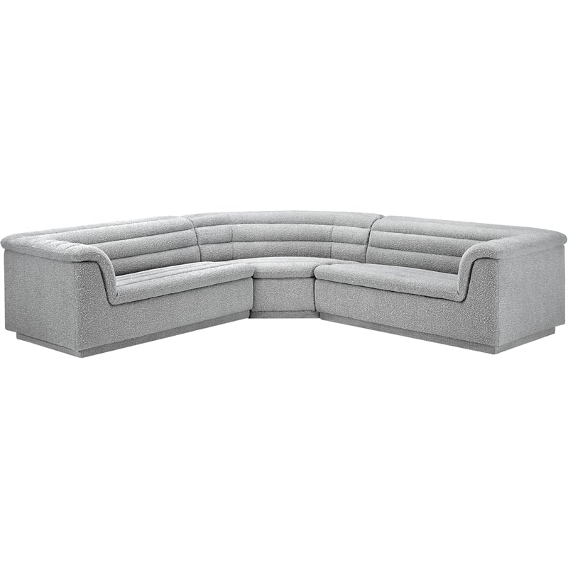 Meridian Furniture Cascade Grey Boucle Fabric Modular Sectional