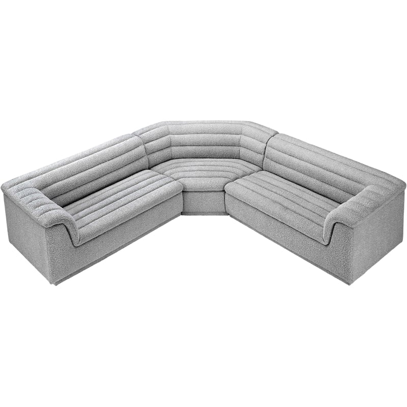 Meridian Furniture Cascade Grey Boucle Fabric Modular Sectional