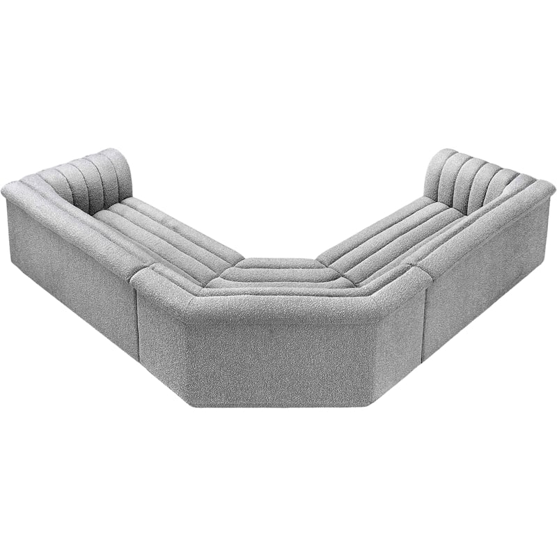 Meridian Furniture Cascade Grey Boucle Fabric Modular Sectional