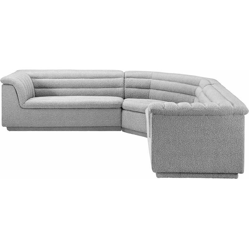 Meridian Furniture Cascade Grey Boucle Fabric Modular Sectional