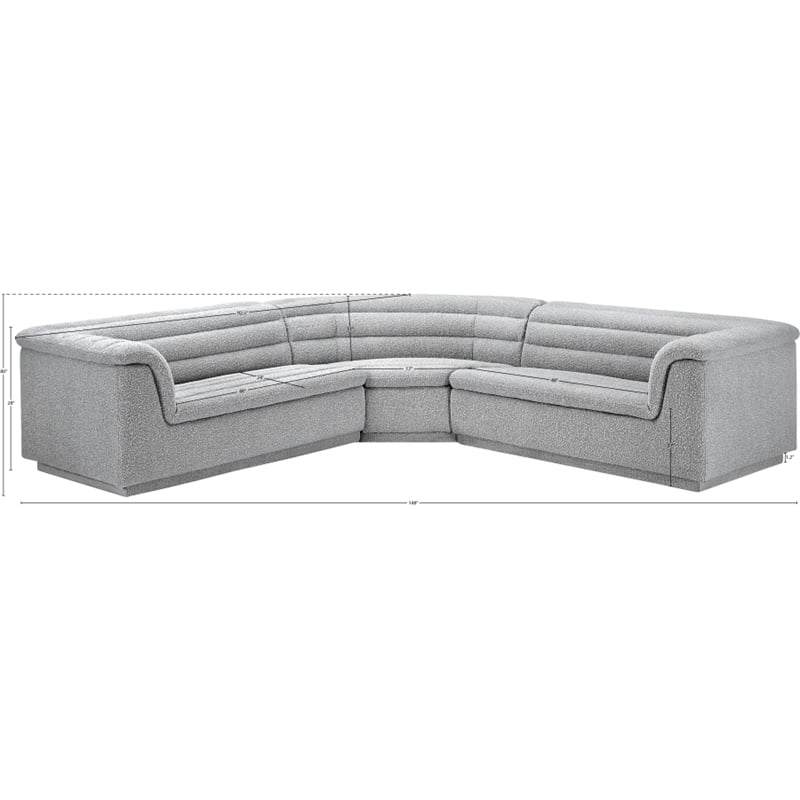 Meridian Furniture Cascade Grey Boucle Fabric Modular Sectional