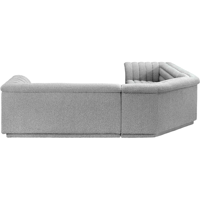 Meridian Furniture Cascade Grey Boucle Fabric Modular Sectional