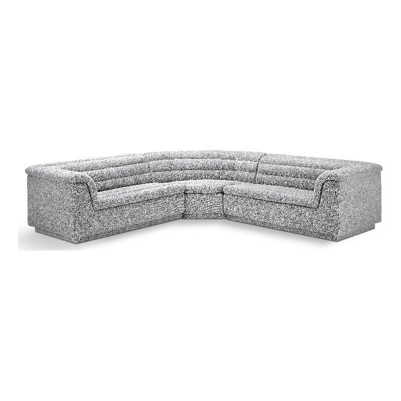 Meridian Furniture Cascade Grey Boucle Fabric Modular Sectional