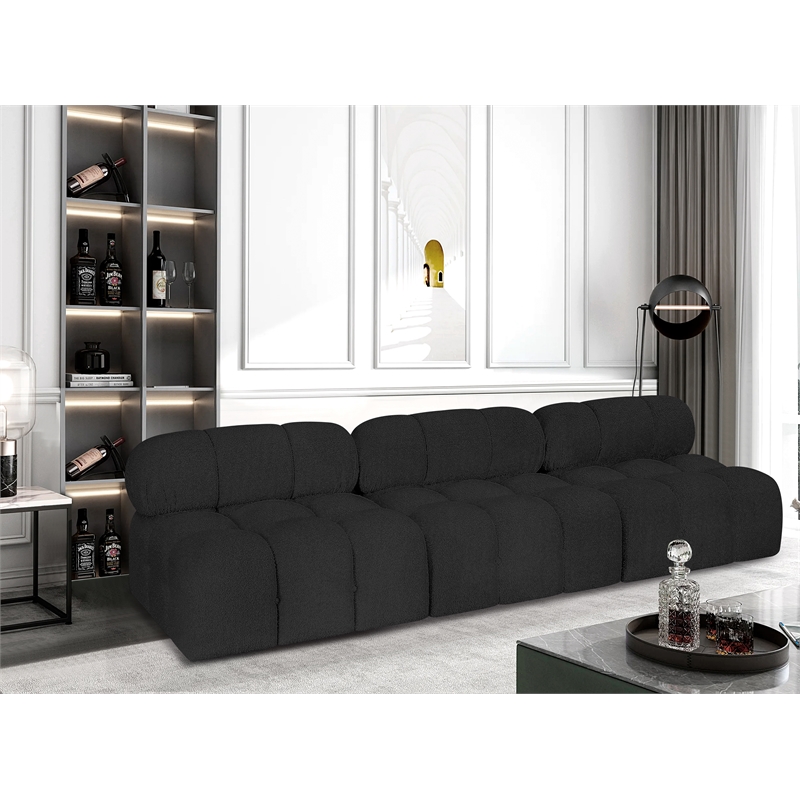 Meridian Furniture Ames Black Boucle Fabric Modular Sofa