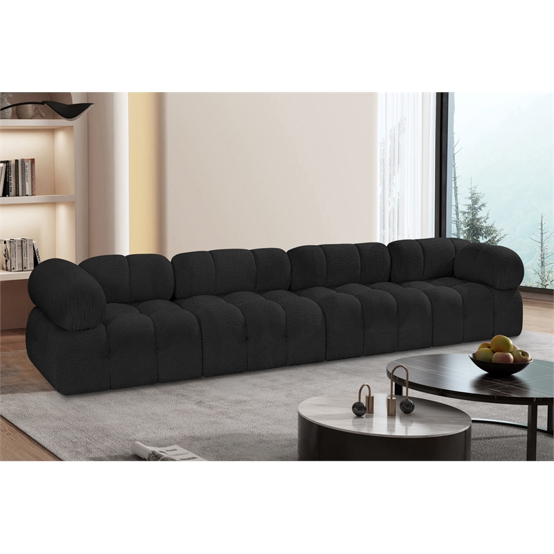 Meridian Furniture Ames Black Boucle Fabric Modular Sofa