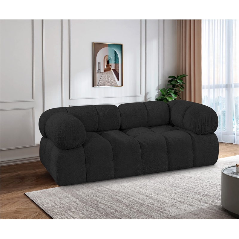 Meridian Furniture Ames Black Boucle Fabric Modular Sofa